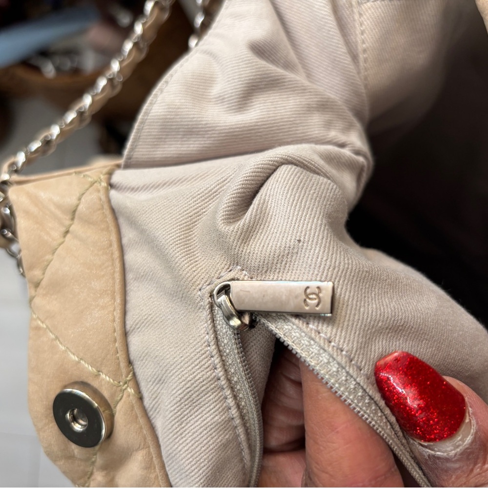 Chanel Taupe Quilted Shoulder Bag - Picture 9 of 15